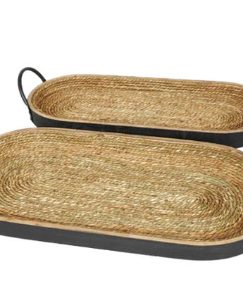 JUEGO DE CHAROLAS OVAL TEJIDO NEGRO