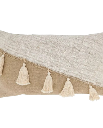 RIÑONERA BEIGE/CAFÉ CON BORLAS RELLENO PLUMON